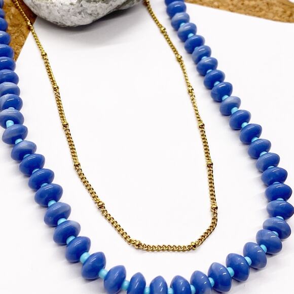 NEW Summer Blue Semiprecious Stone Necklace - Picture 5 of 9